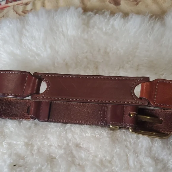 Fossil Tan Leather Belt with Brass Buckle - Picture 5 of 7